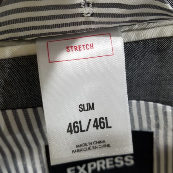 NEW EXPRESS $298 SOLID GRAY SLIM WOOL BLEND MODERN TECH SUIT JACKET SZ 46L - Picture 5 of 10